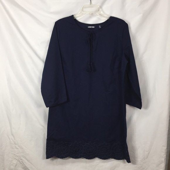 Lands' End Other - Lands’ End Navy Beach Swimsuit Cover Up  3/4 Sleeves Size M Like-NEW Condition